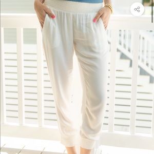 Abbeline White Smocked Jogger